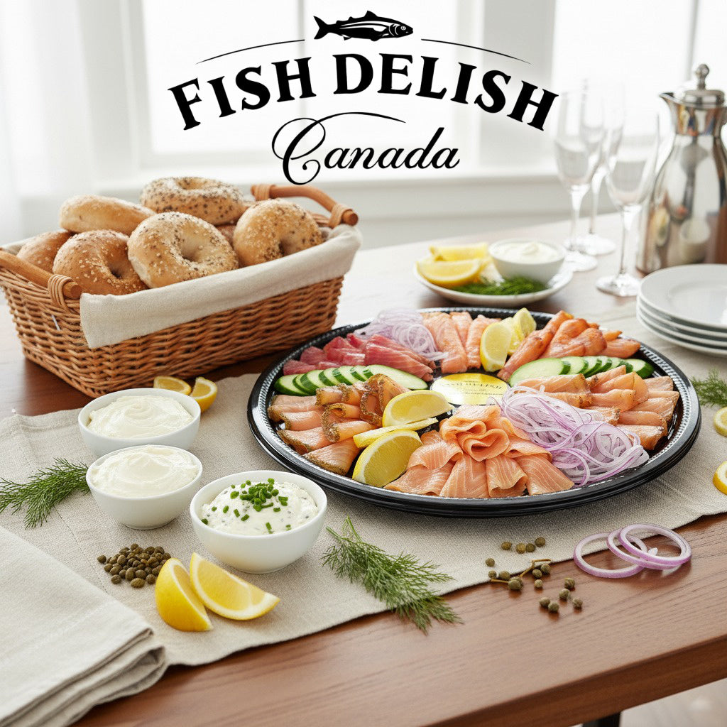 Assorted smoked salmon fish platter for events in Toronto Canada