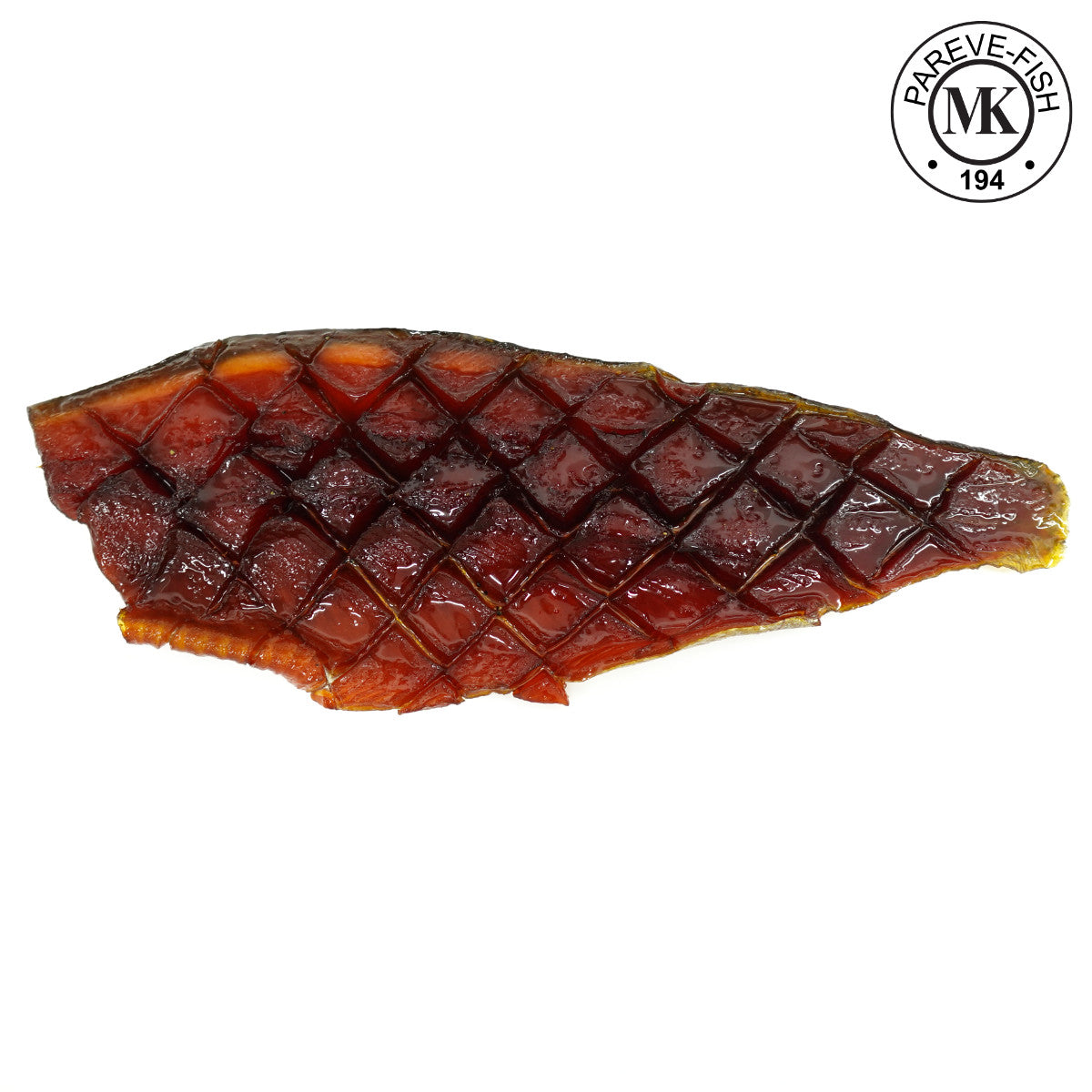 Glazed steelhead yukola with visible texture and shine, artisan-crafted in Canada